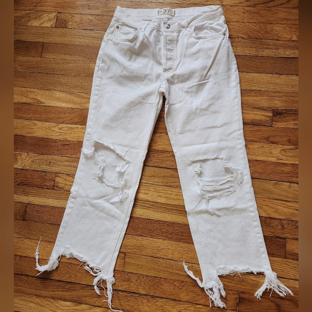 White wide leg relaxed free people we the free denim jeans